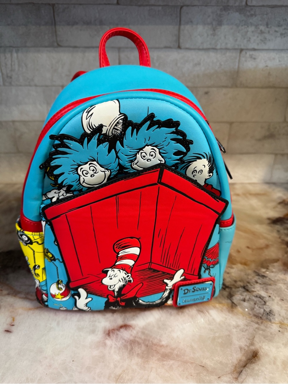 Loungefly Dr. Seuss Cat in the Hat Blue Red Mini Backpack